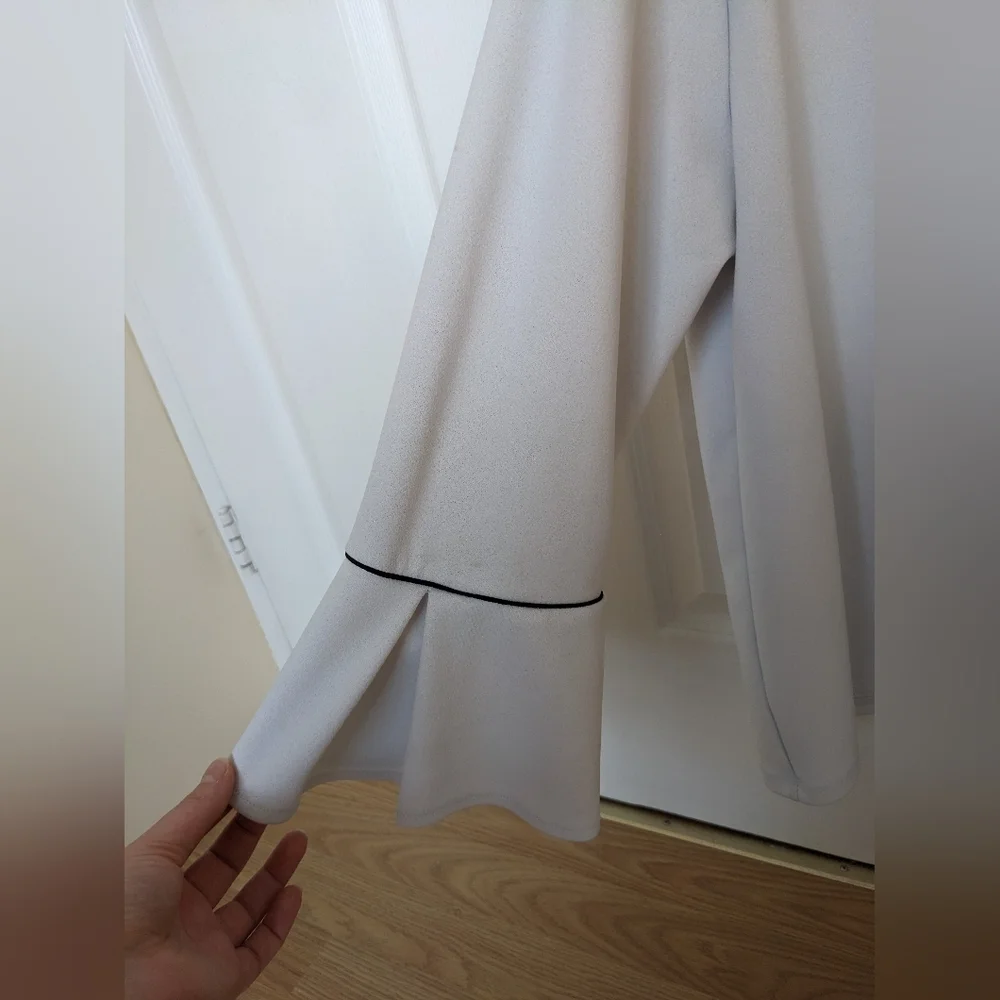 Women's Long Sleeve White Blouse - Picture 7 of 9